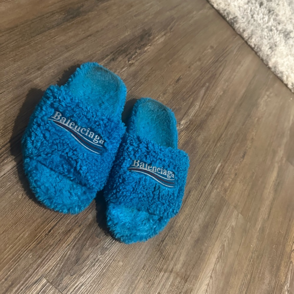 Balenciaga fur slides